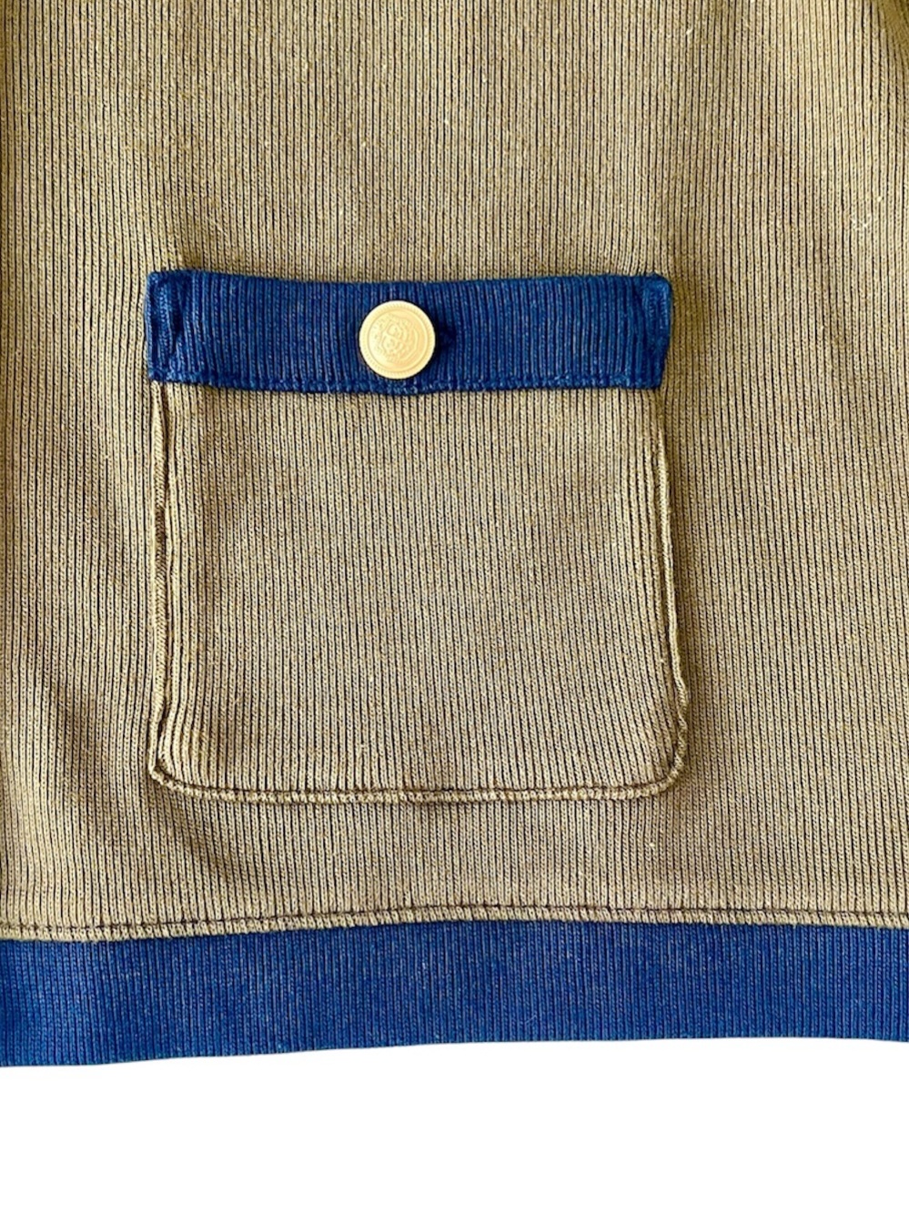 Olive Green and Navy Gold Button Cardigan Talbots Petite M - Picture 7 of 12